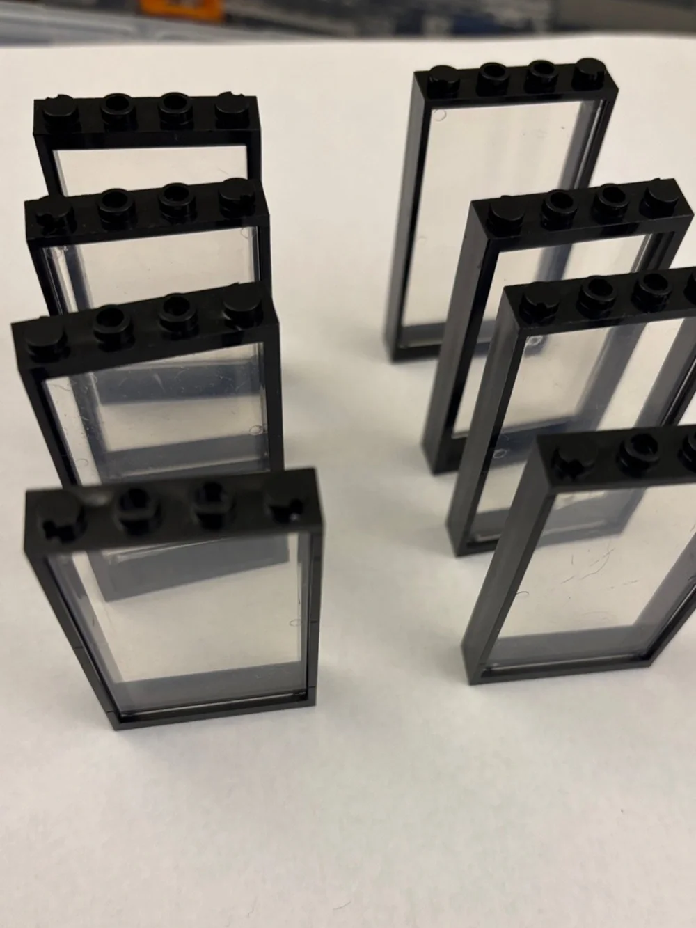 Lego compatible Black Window Frames with Clear Panes (8)